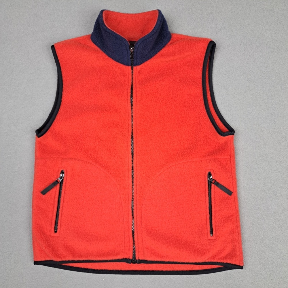 Helly Hansen Fleece Vest Mens Medium Red Navy Full Zip Pockets Vintage USA Made